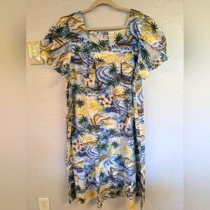 Vintage Kys Hawaii Scene Cotton Mumu Dress